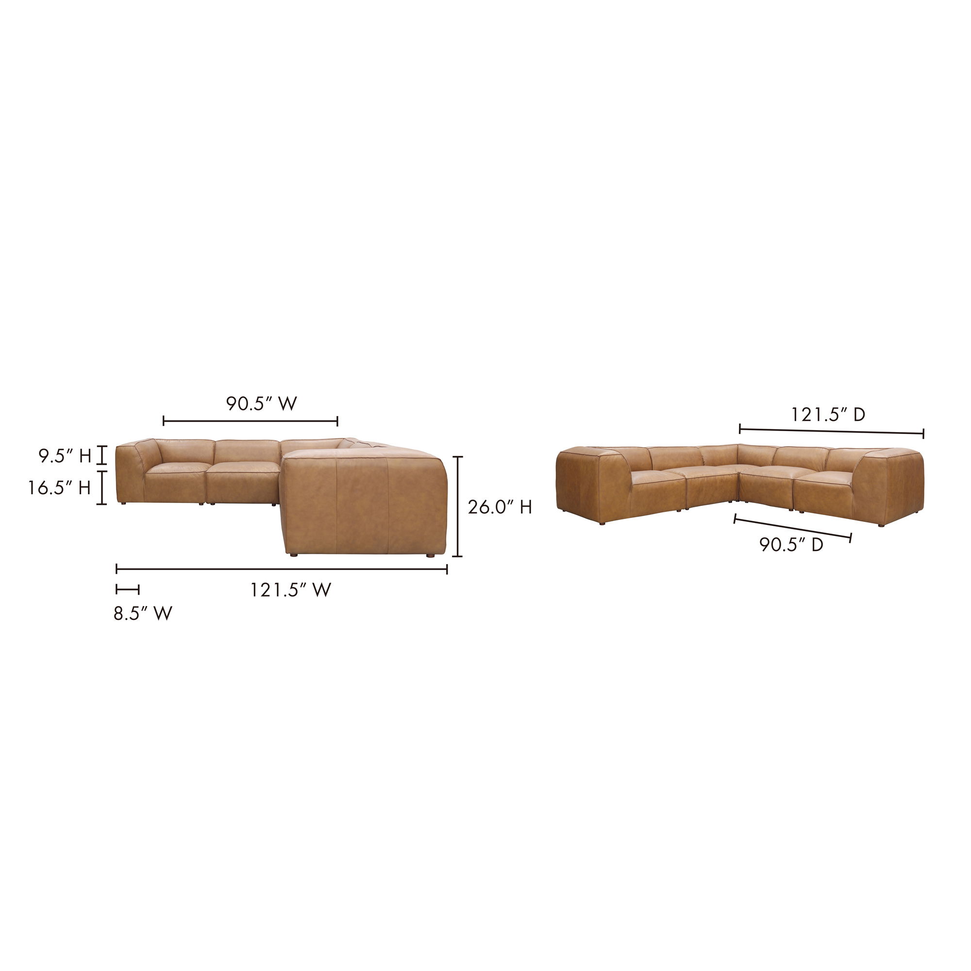 Form Classic L-shaped Modular Sectional Sonoran Tan Leather large image 