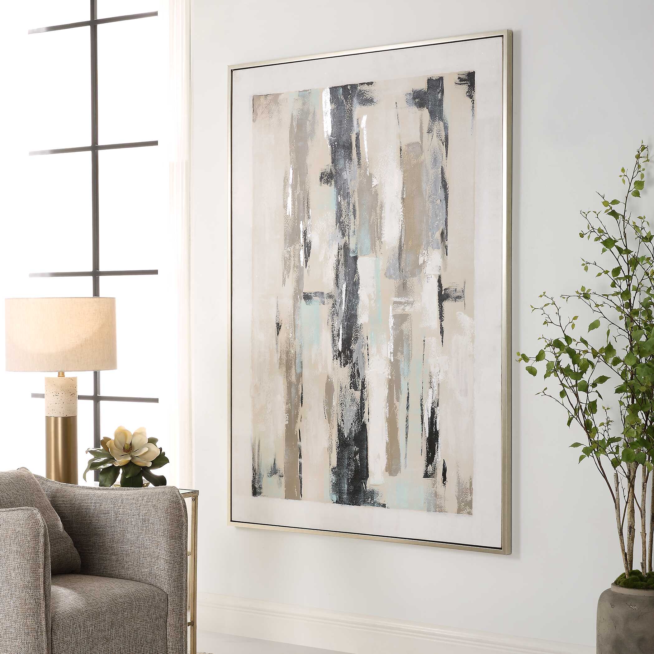 Placidity Hand Painted Abstract Art, Painting by Uttermost, 50" width x 74" height x 1.5" depth View 4