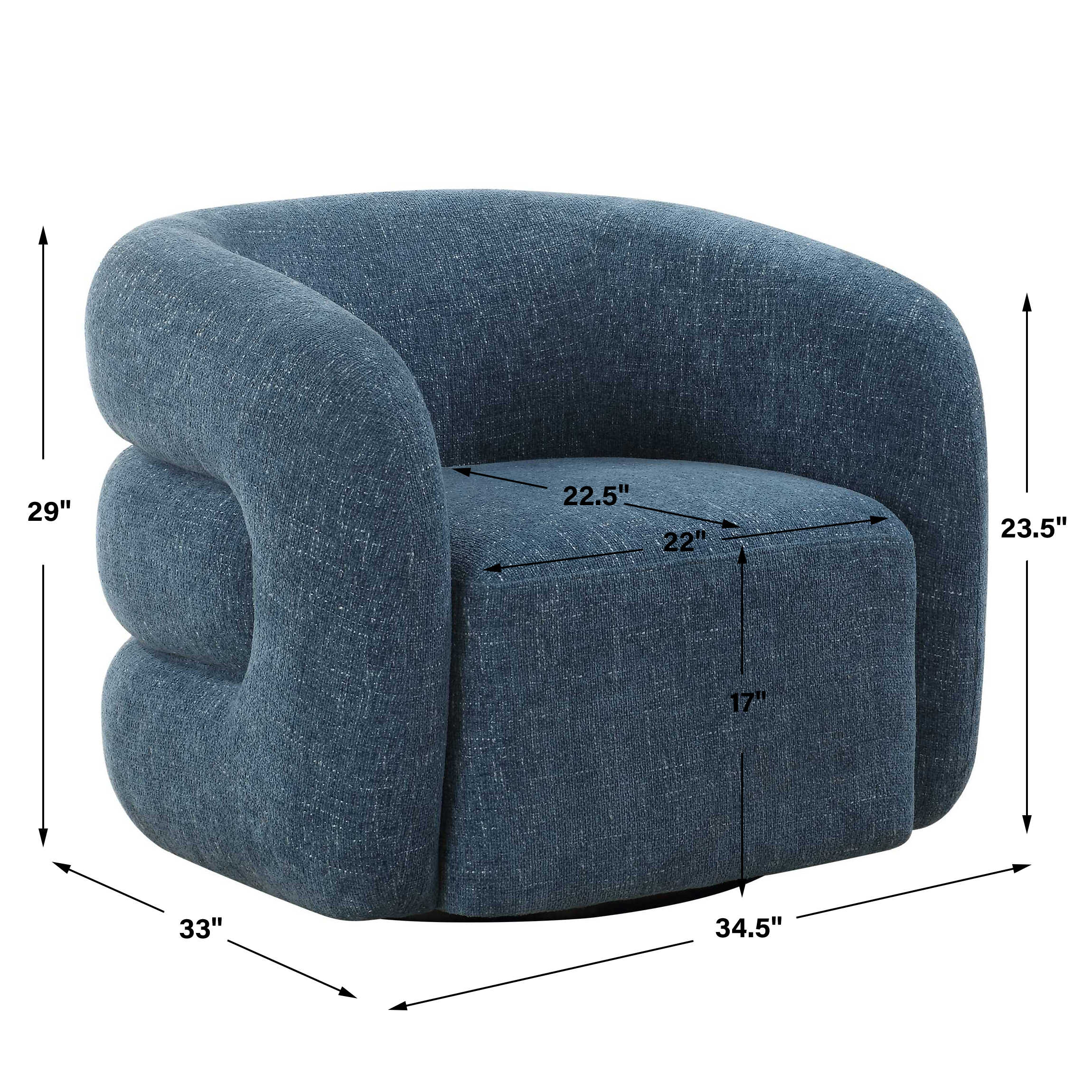 Junie Blue Swivel Barrel Chair large image 