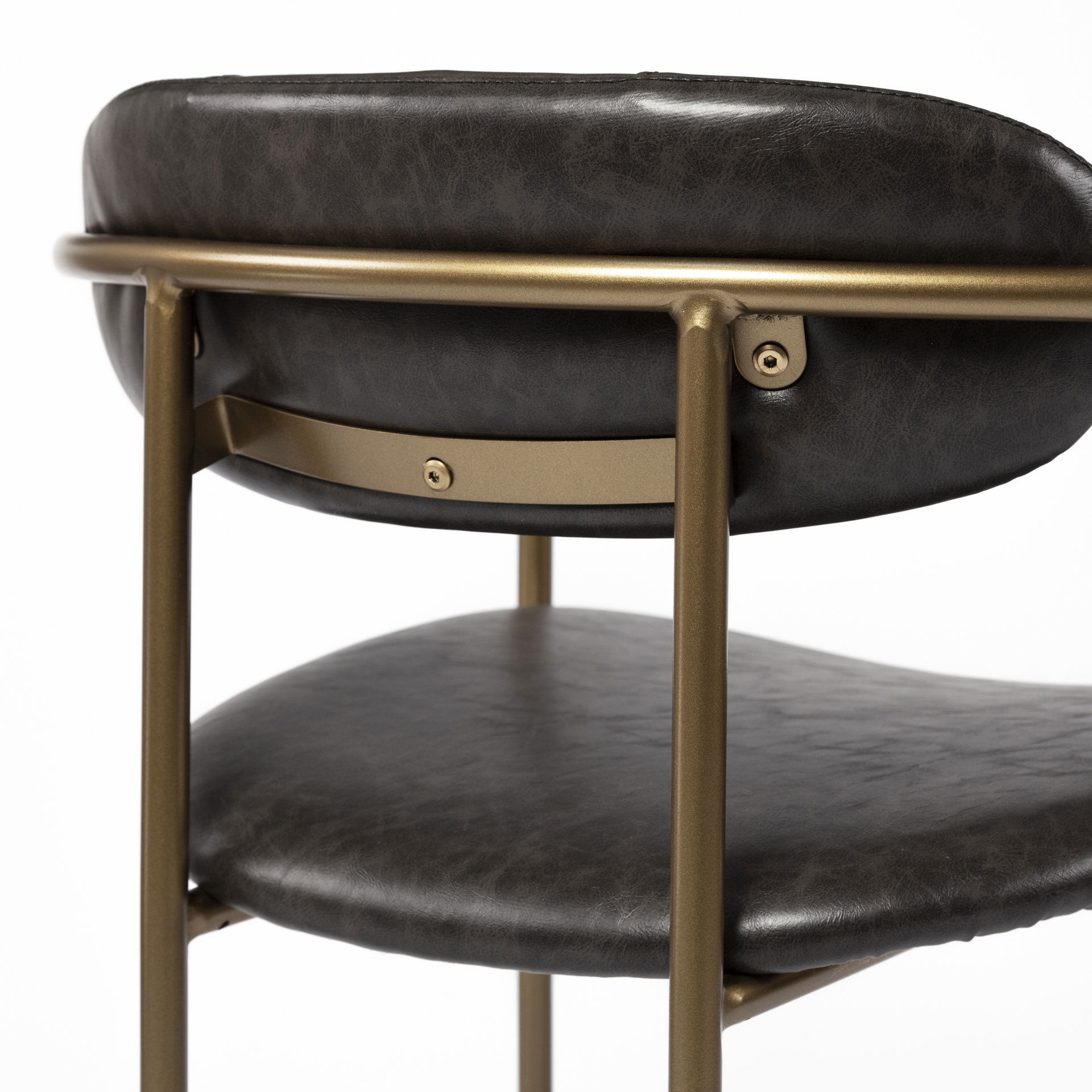 Parker Brown Faux Leather Seat Gold Metal Bar Stool large image 