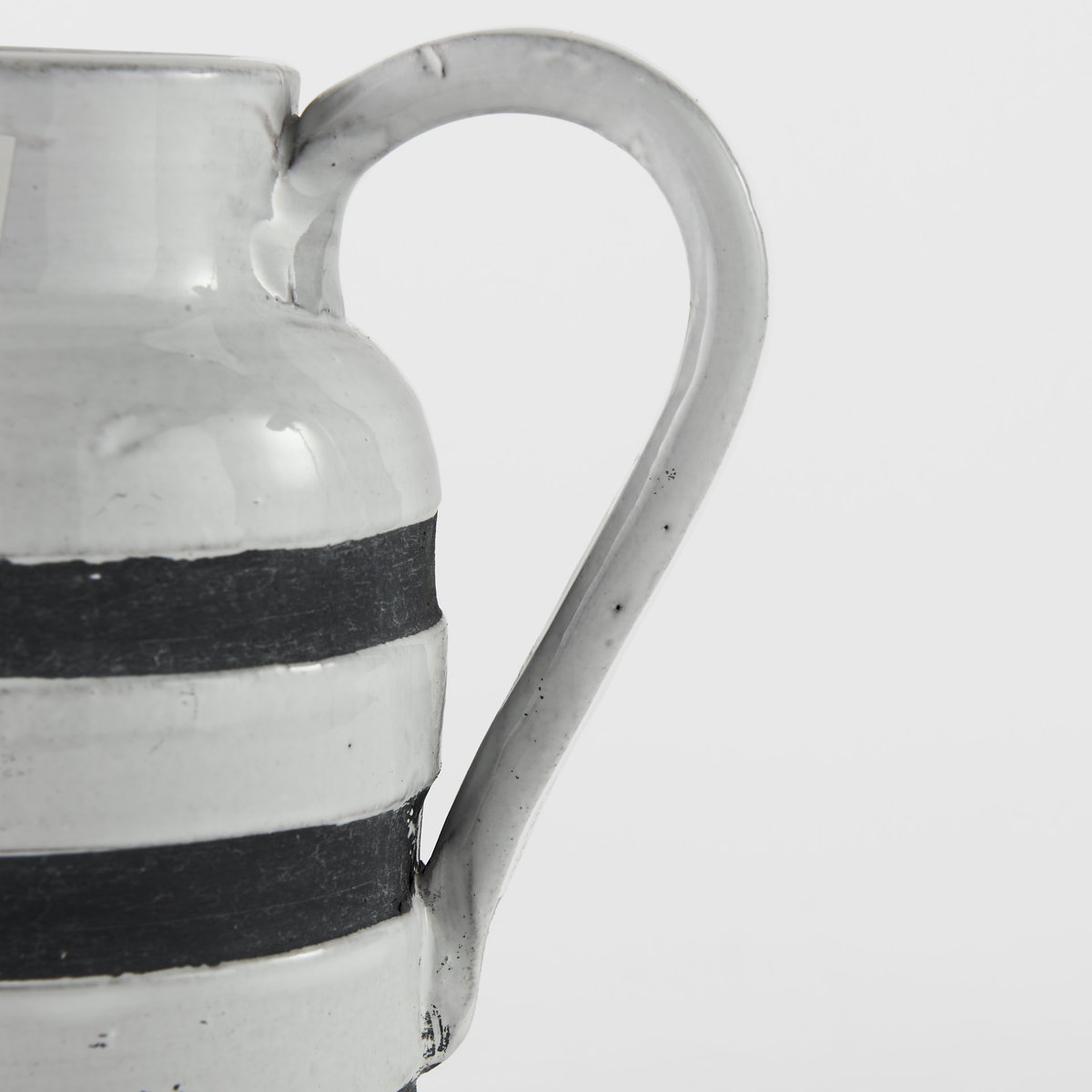 Harmon I Small White with Charcoal Stripes Ceramic Jug, Decorative Jar by Mercana, 6" length x 7.09" width x 7.09" height View 8
