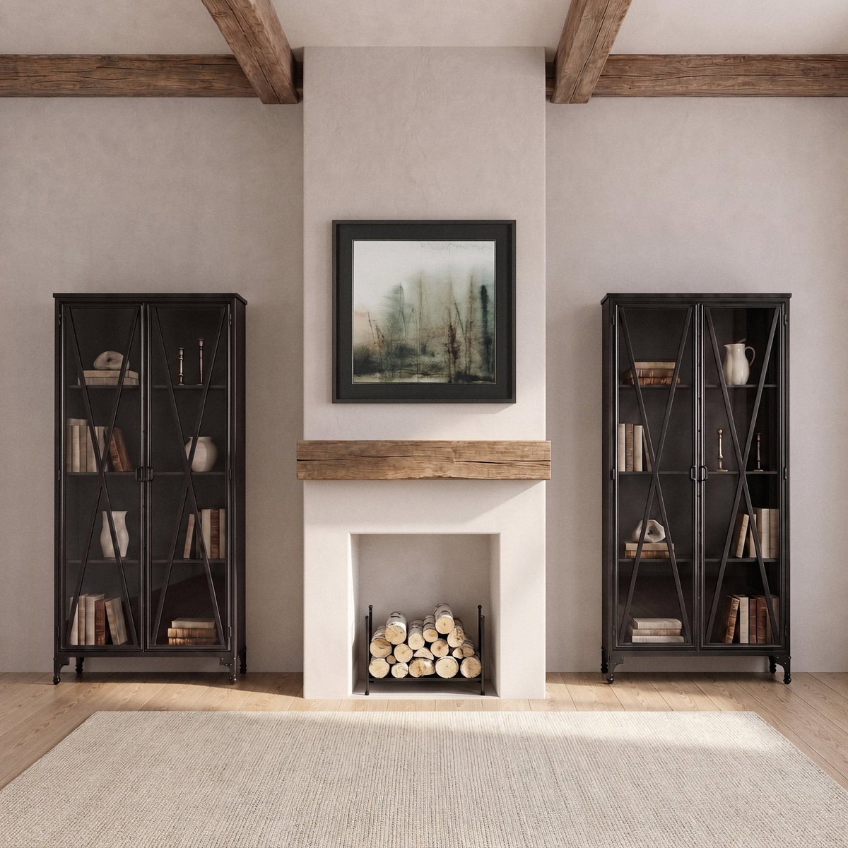Poppy II 73.8' H Black Metal With Glass Door Display Cabinet, Cabinets & Sideboard by Mercana, 37.75" length x 15" width x 74" height View 3
