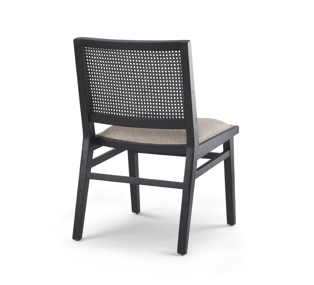 Wynn Cane Back Dining Side Chair | Beige Fabric with Black Wood, Dining Chair by Mercana, 20.47" length x 24.61" width x 34.06" height View 8