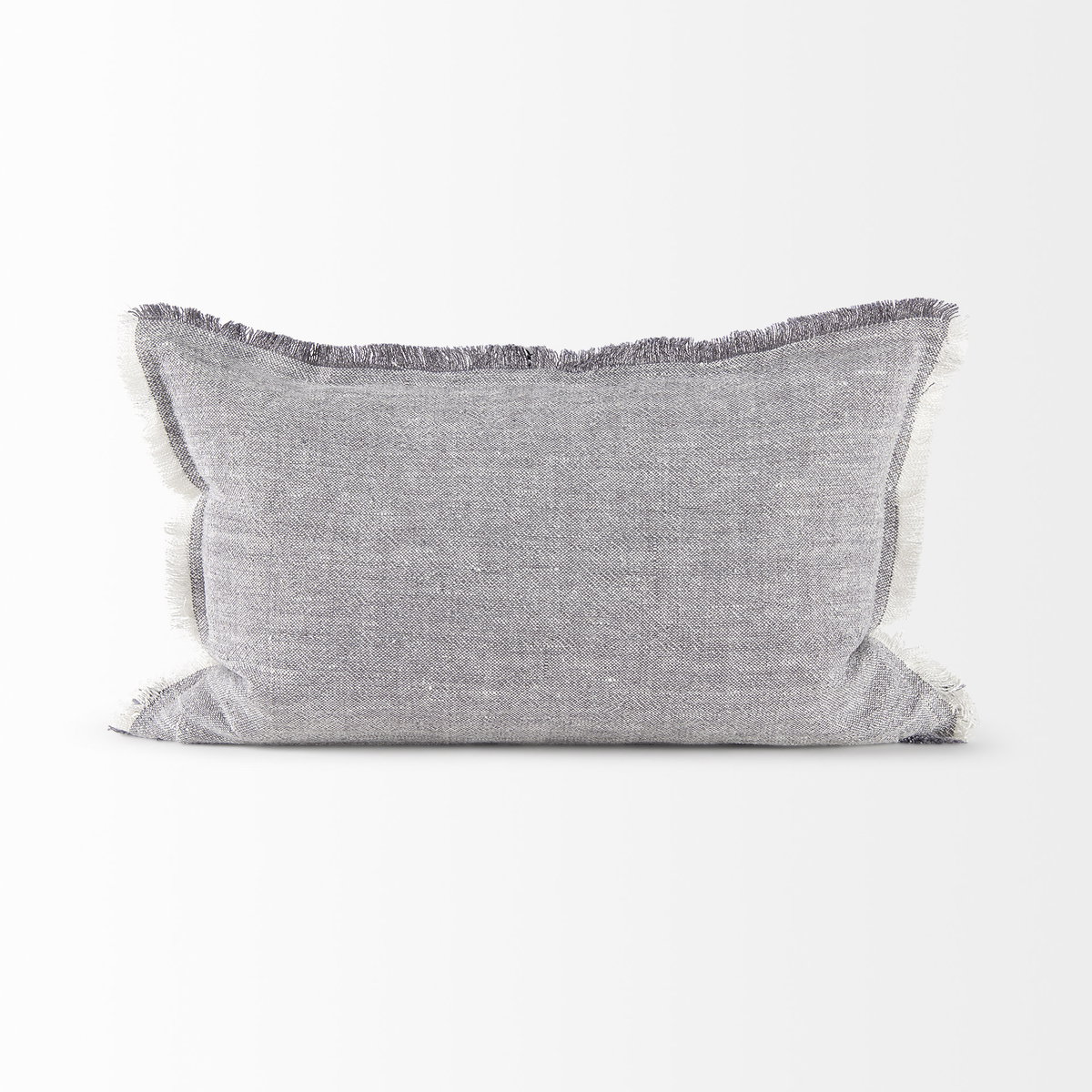Thais 13x21 Gray Fabric Fringed Decorative Pillow Cover, by Mercana, 13" length x 21" width x 0.2" height View 8