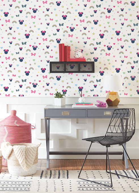Disney Minnie Mouse Rainbow Pink Wallpaper