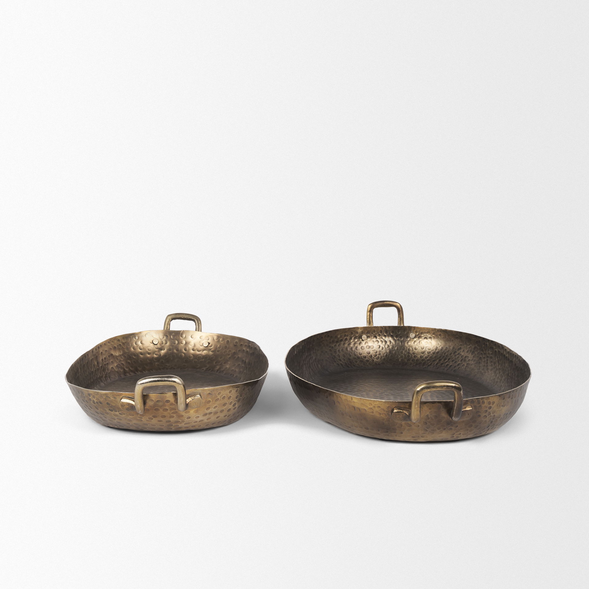 Pama Hammered Gold Metal Decorative Trays (Set of 2) large image 