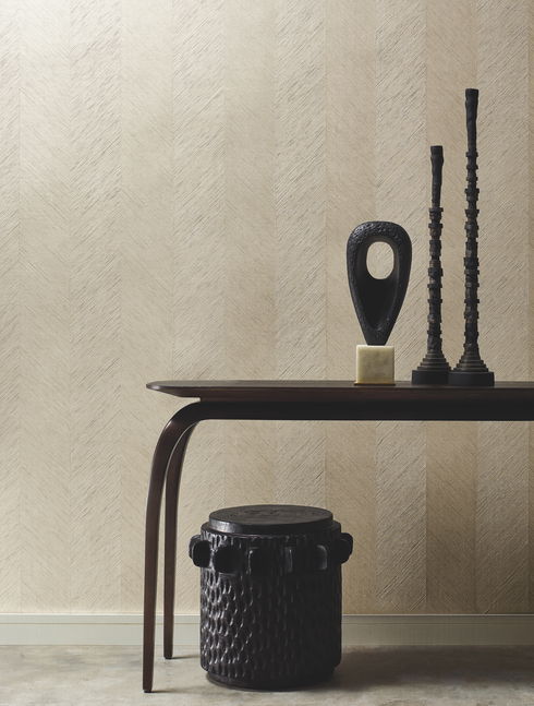 Chevron Cream Metallic Wallpaper