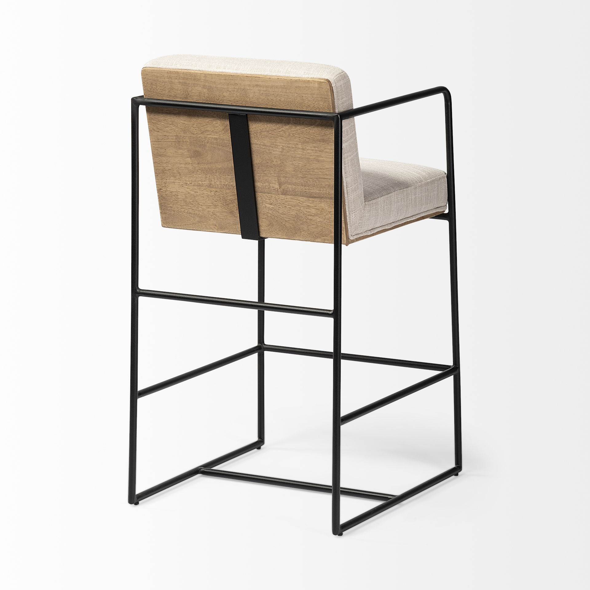 Stamford 36' Total Height Light Beige Upholstered Seat with Wood Back, Metal Frame Counter Stool large image 
