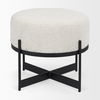 Amelia Cream Boucle with Black Metal Upholstered Pouf, Ottoman by Mercana, 21.26" length x 21.26" width x 19" height thumbnail 5