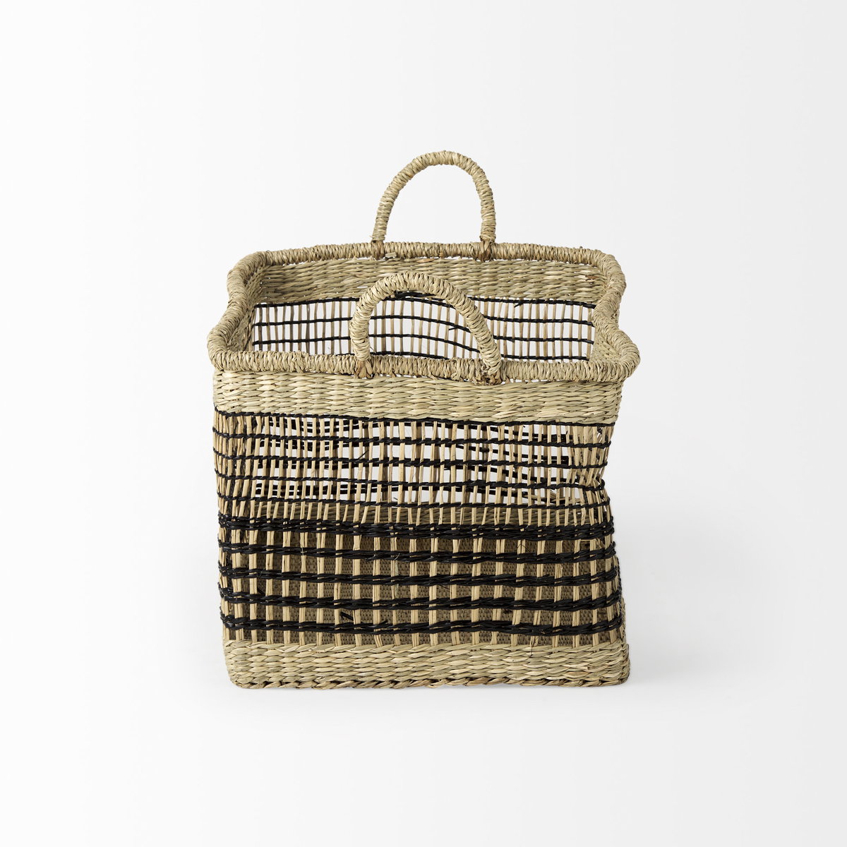 Nia (Set of 2) Light Brown Seagrass Rectangular Basket with Handles, Bins & Basket by Mercana, 18.5" length x 13.39" width x 14.57" height View 3