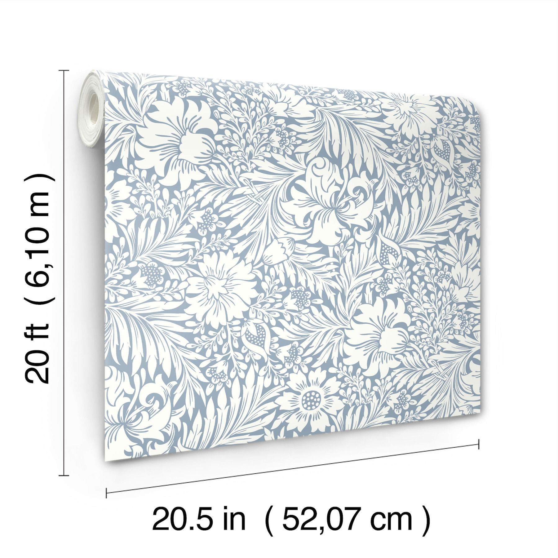 Modern Acanthus Wedgewood Blue Peel & Stick Wallpaper large image 