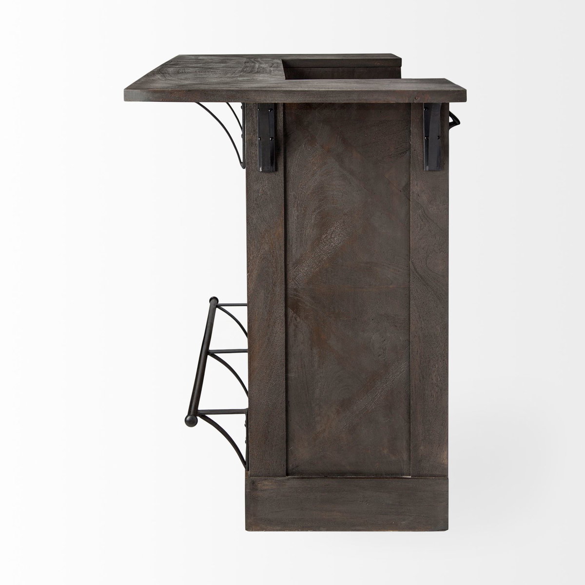 Cheers Dark Brown Solid Wood  Wine Bottle Storage Kitchen Island, by Mercana, 67.75" length x 29" width x 42.5" height View 4