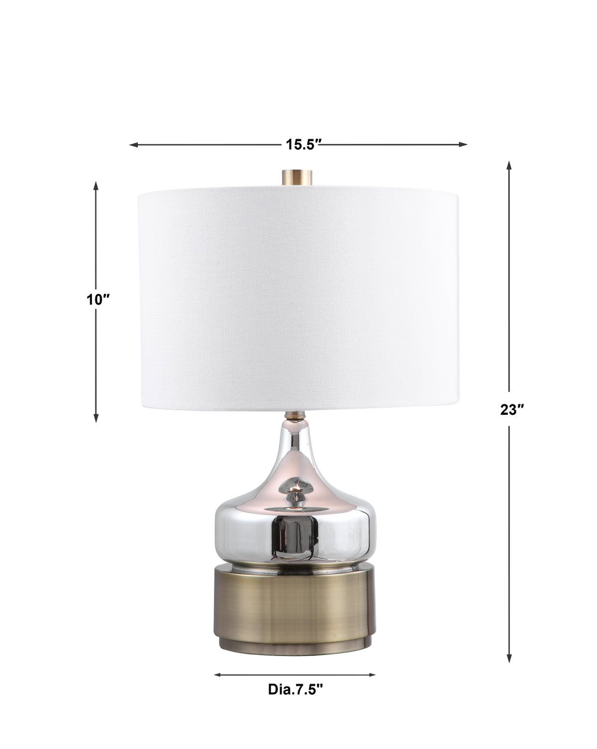 Como Chrome Table Lamp, by Uttermost, 1'3.5" width x 1'11" height x 1'3.5" depth View 3