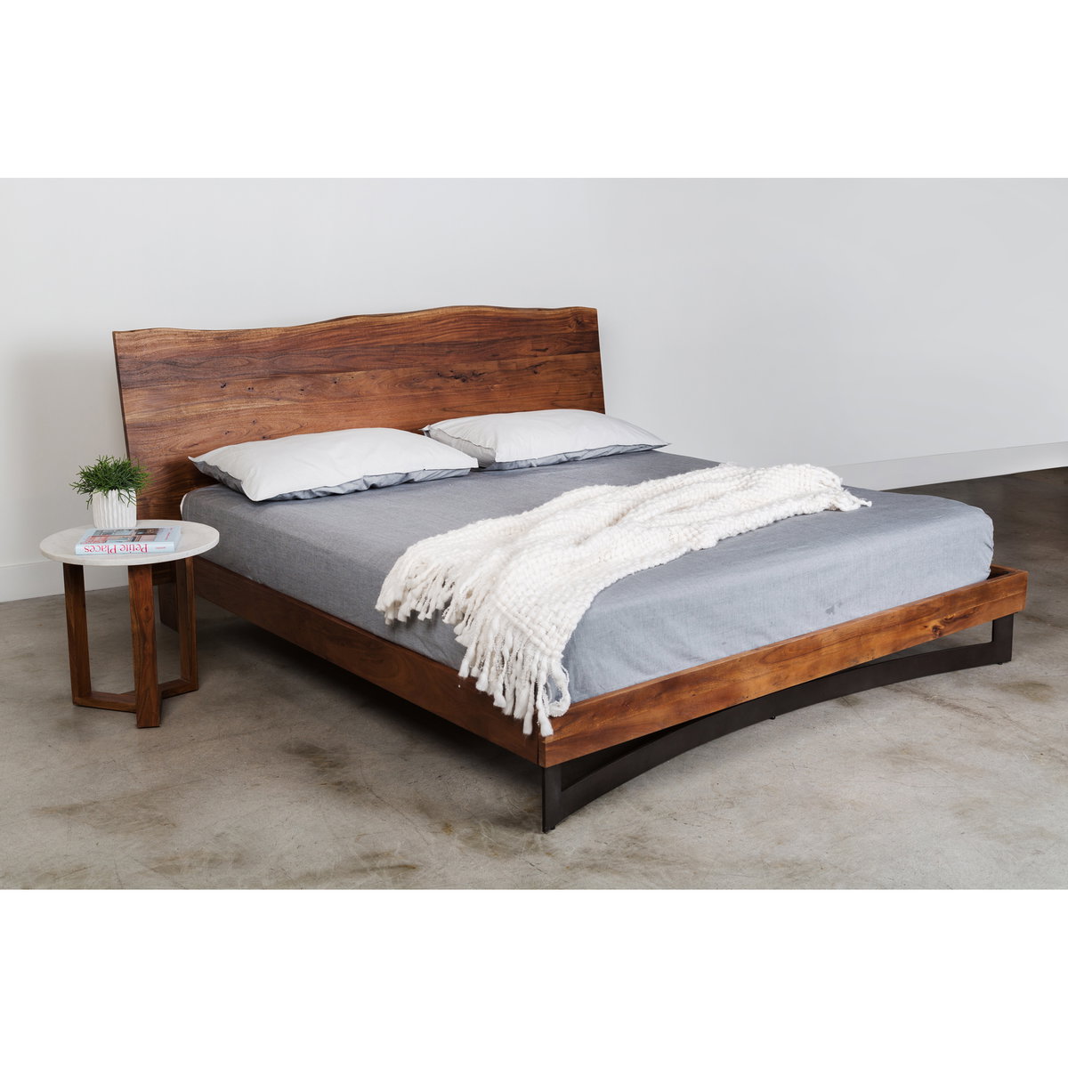 Bent King Size Bed Brown, by Moe's Home, 87" width x 42" height x 89" depth View 7