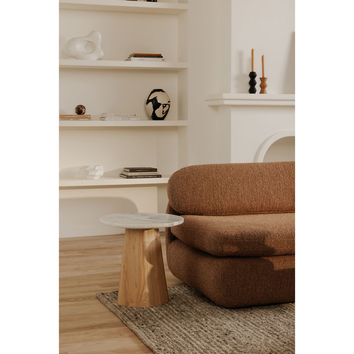 Evelyn Accent Table Ashen Grey Matrix Marble, Side & End Table by Moe's Home, 20" width x 20" height x 20" depth View 7