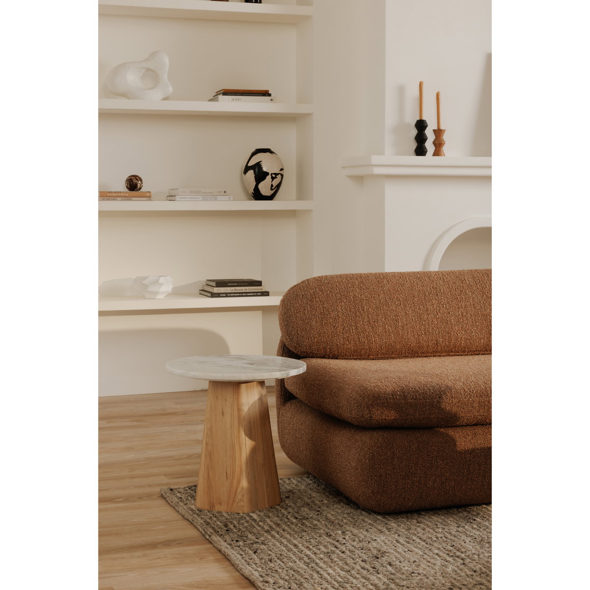 Evelyn Accent Table Ashen Grey Matrix Marble, Side & End Table by Moe's Home, 20" width x 20" height x 20" depth View 7