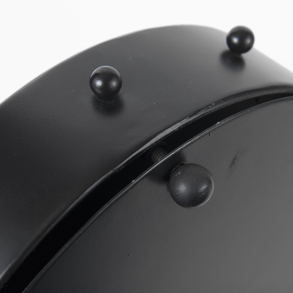 Marian  Black Studded Round Table Clock, by Mercana, 11.02" length x 3.15" width x 11.02" height View 12