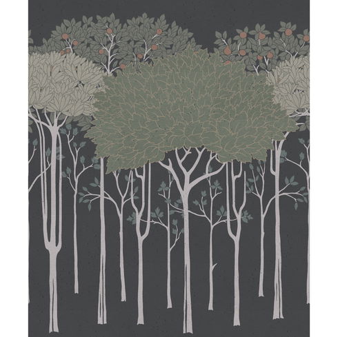 Oakwood Grove Black Wallpaper