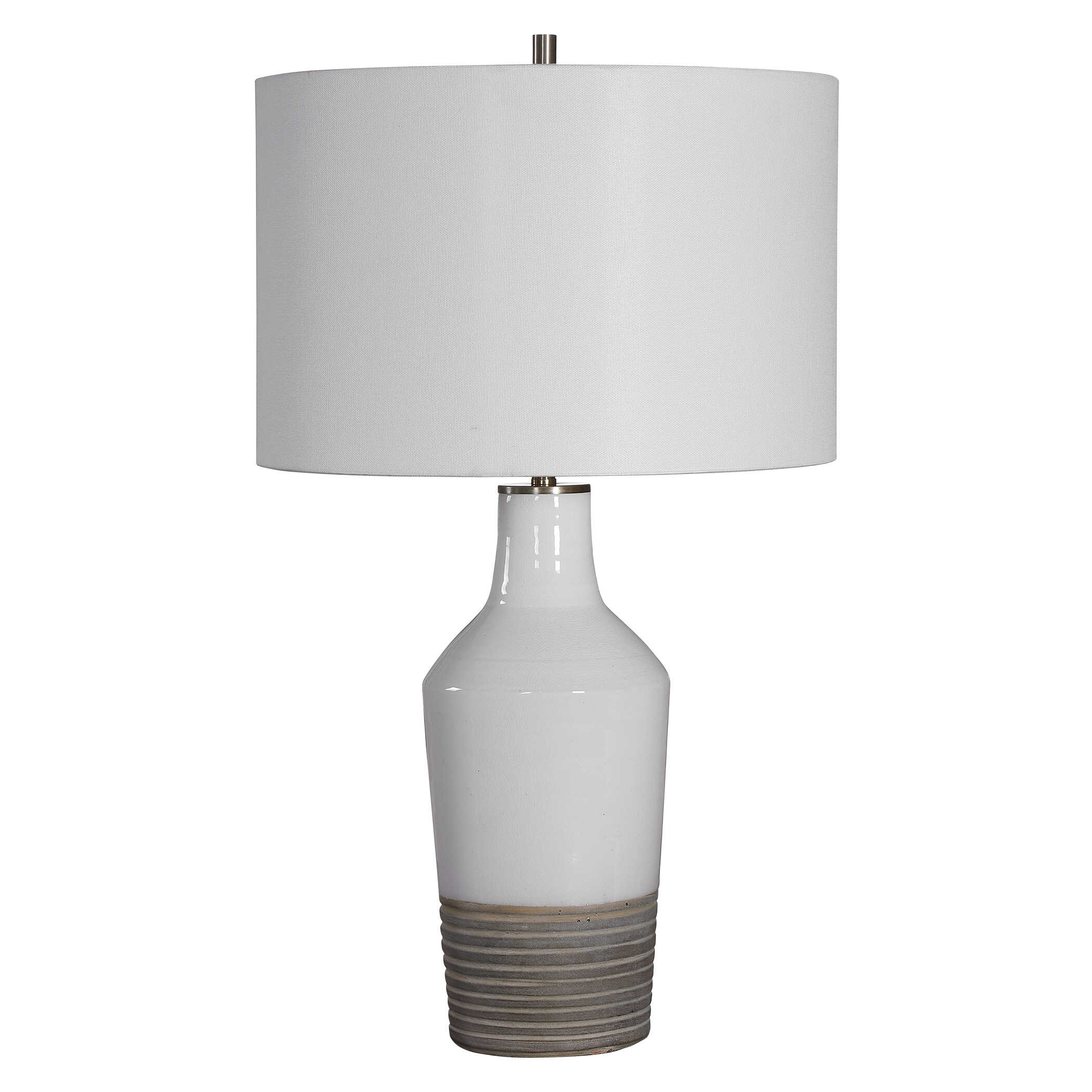 Dakota White Crackle Table Lamp, by Uttermost, 15" width x 26.5" height x 15" depth View 6
