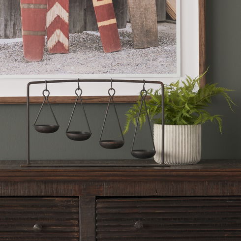 Enos 19L x 3W Black Metal 4 Bowl Ancient Spice Market Decorative Display