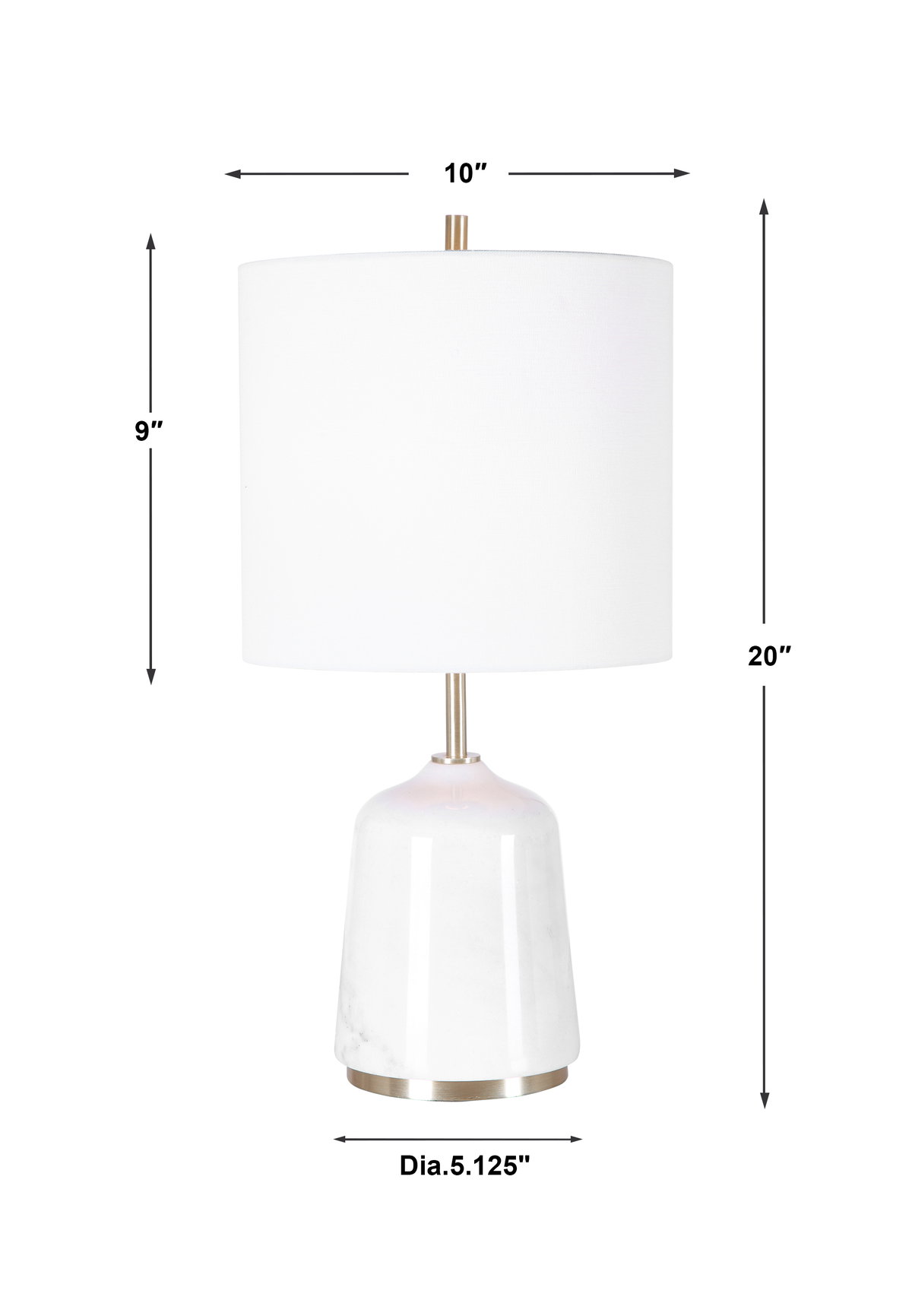 Eloise White Marble Table Lamp, by Uttermost, 10" width x 20" height x 10" depth View 3
