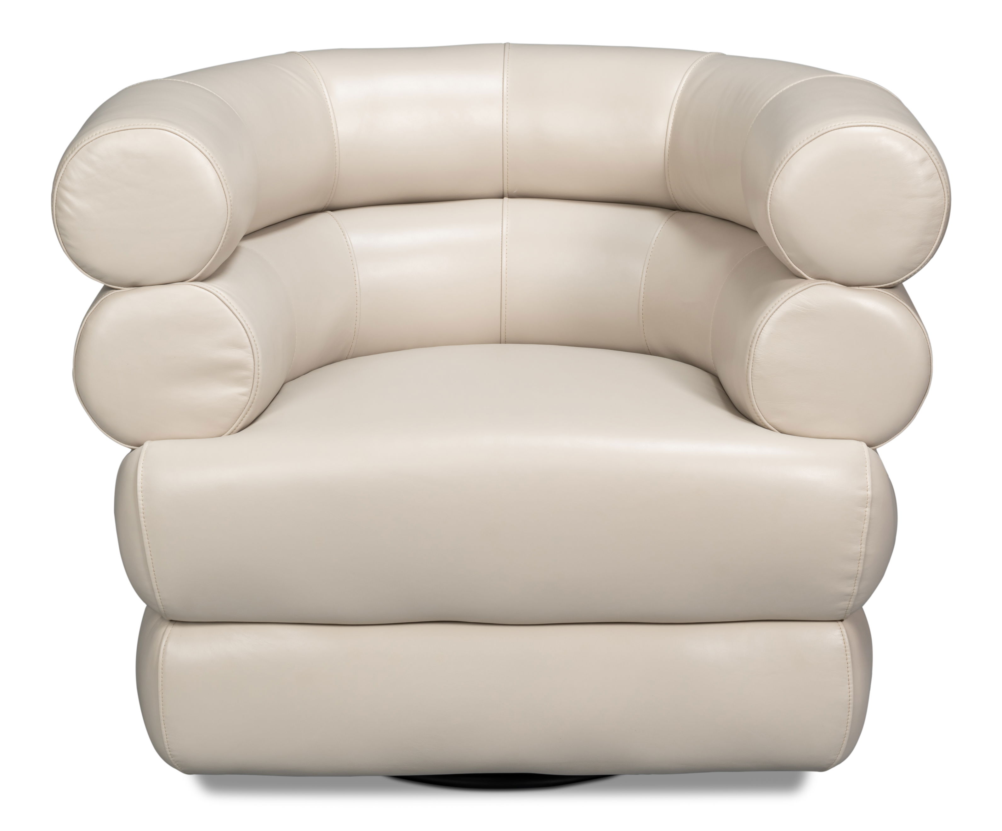 Rondo Leather Swivel Chair, White large image 