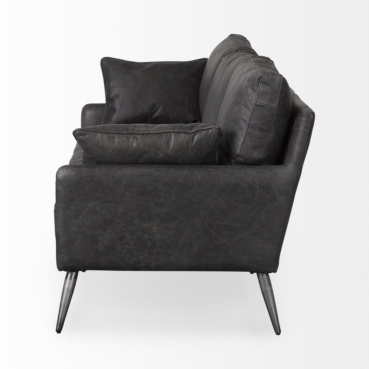 Cochrane 82L x 33W x 32.3 Black Leather Three Seater Sofa, Sofas & Sectional by Mercana, 82" length x 33" width x 32" height View 8