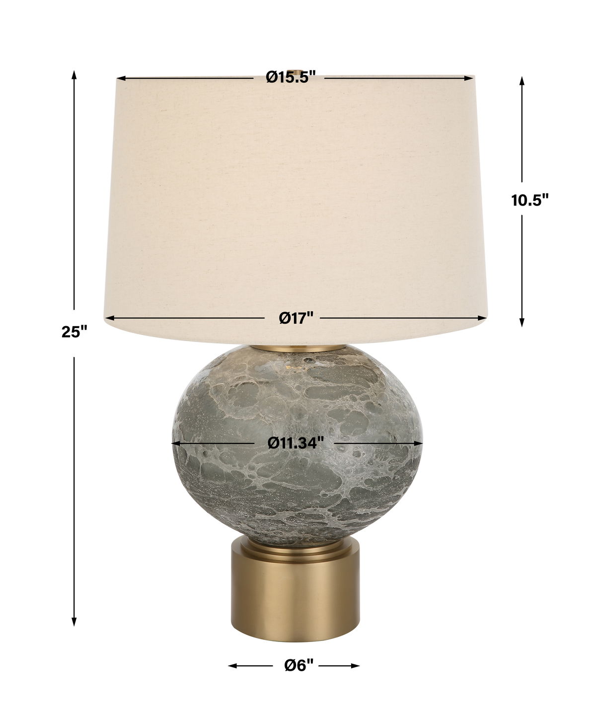Lunia Gray Glass Table Lamp, by Uttermost, 17" width x 25" height x 17" depth View 3
