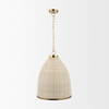 Saliha Cane with Brass Metal Pendant Light, by Mercana, 18" length x 18" width x 22.5" height thumbnail 3