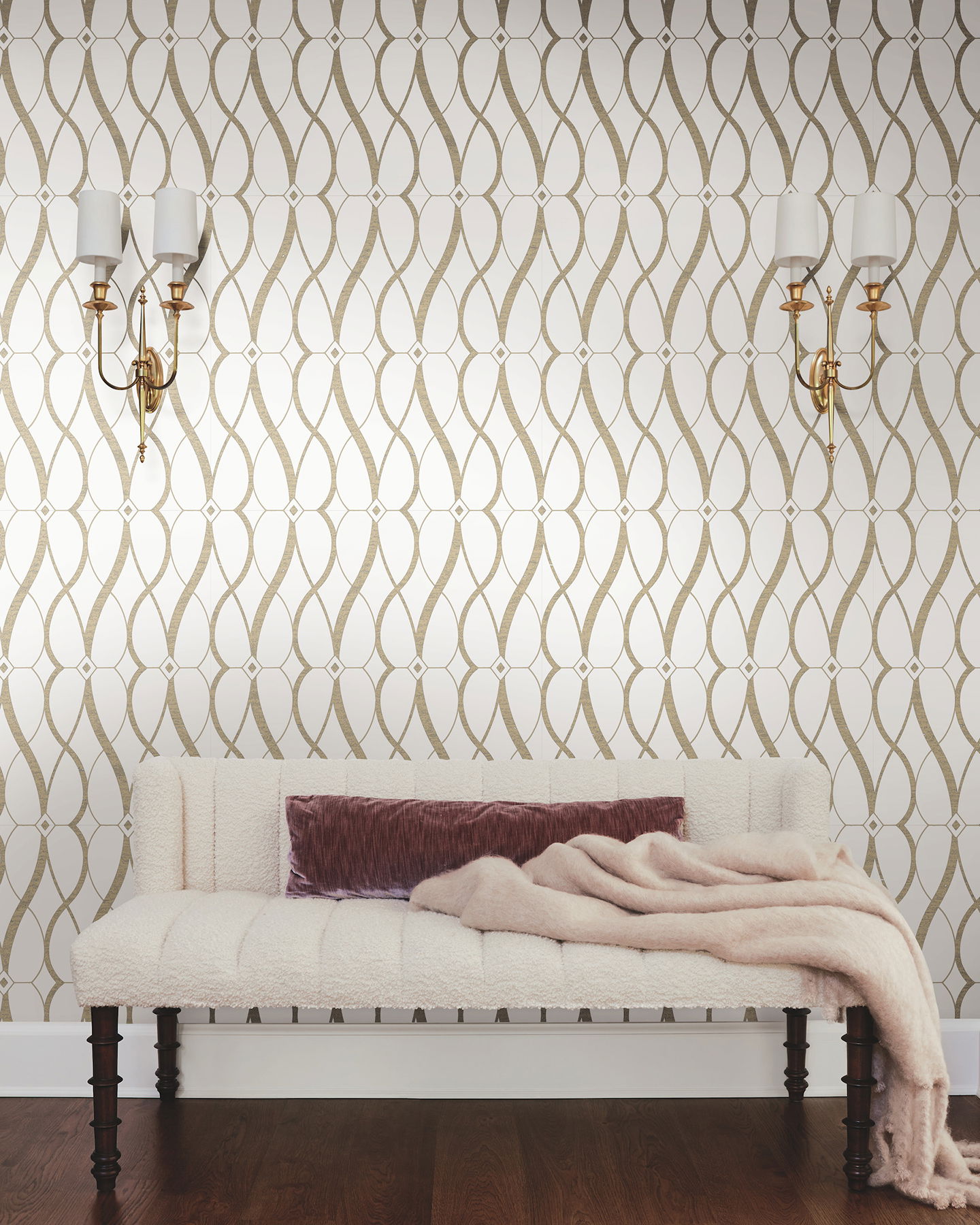 Graceful Geo Cream & Gold Wallpaper large image 
