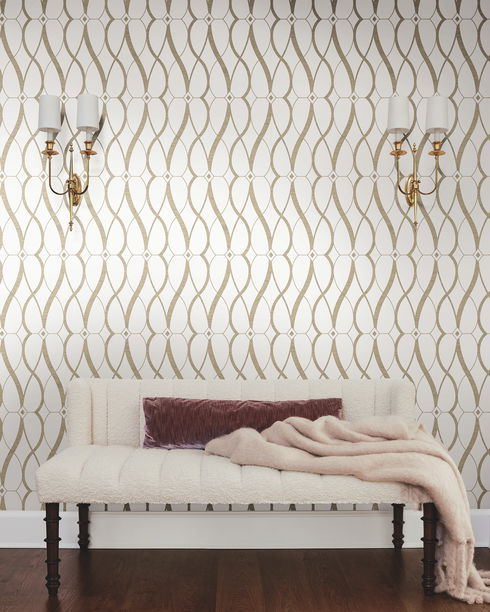Graceful Geo Cream & Gold Wallpaper