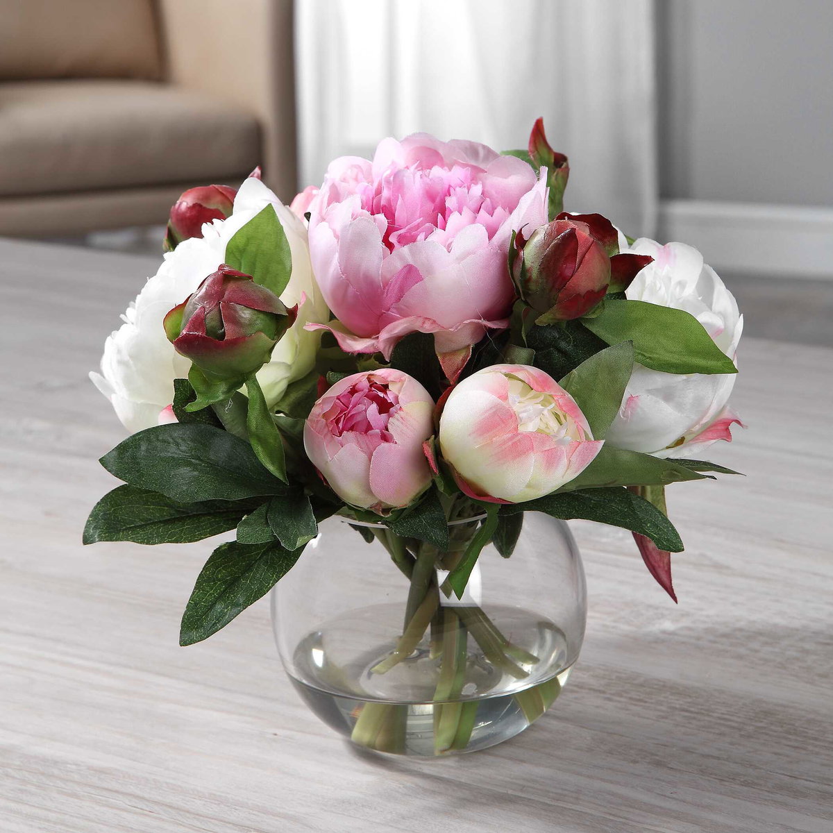 Blaire Peony Bouquet, Artificial Plants & Flower by Uttermost, 10" width x 8.5" height x 10" depth View 2