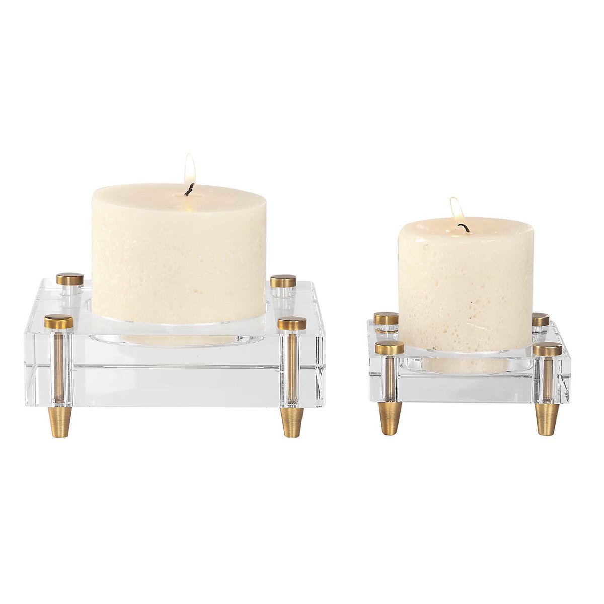 Claire Crystal Block Candleholders Set/2, Candles & Candle Holder by Uttermost, 6.25" width x 2.5" height x 6.25" depth View 3