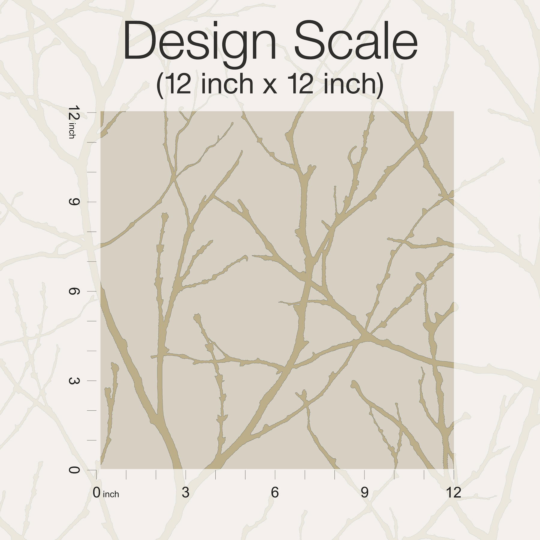 Trees Silhouette Beige & Gold Wallpaper large image 