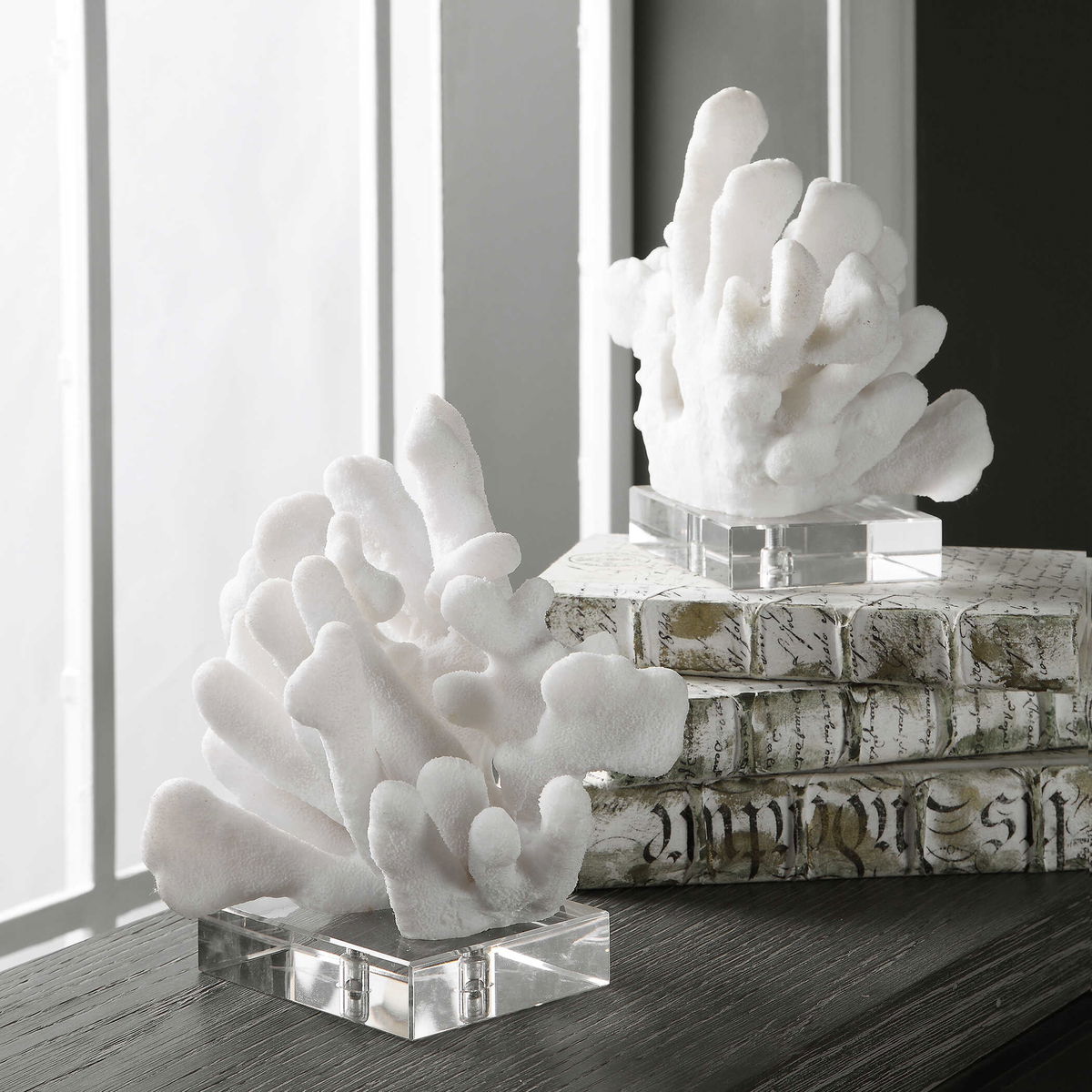 Charbel White Bookends Set/2, by Uttermost, 5.75" width x 9" height x 7.62" depth View 3
