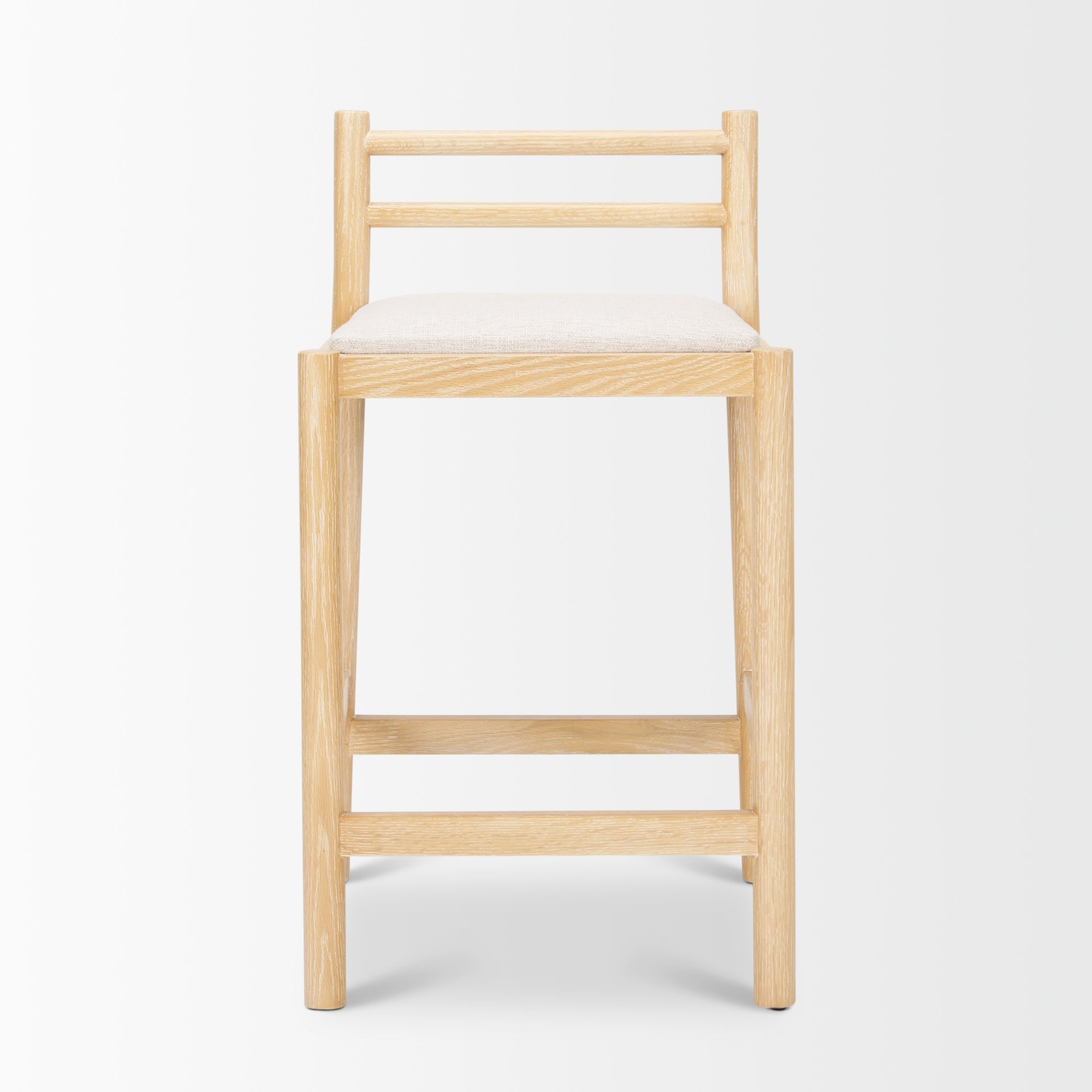 Sam Counter Stool with Light Brown Wood Frame and Beige Upholstered Seat, Counter & Bar Stool by Mercana, 19" length x 18.25" width x 33.75" height View 4