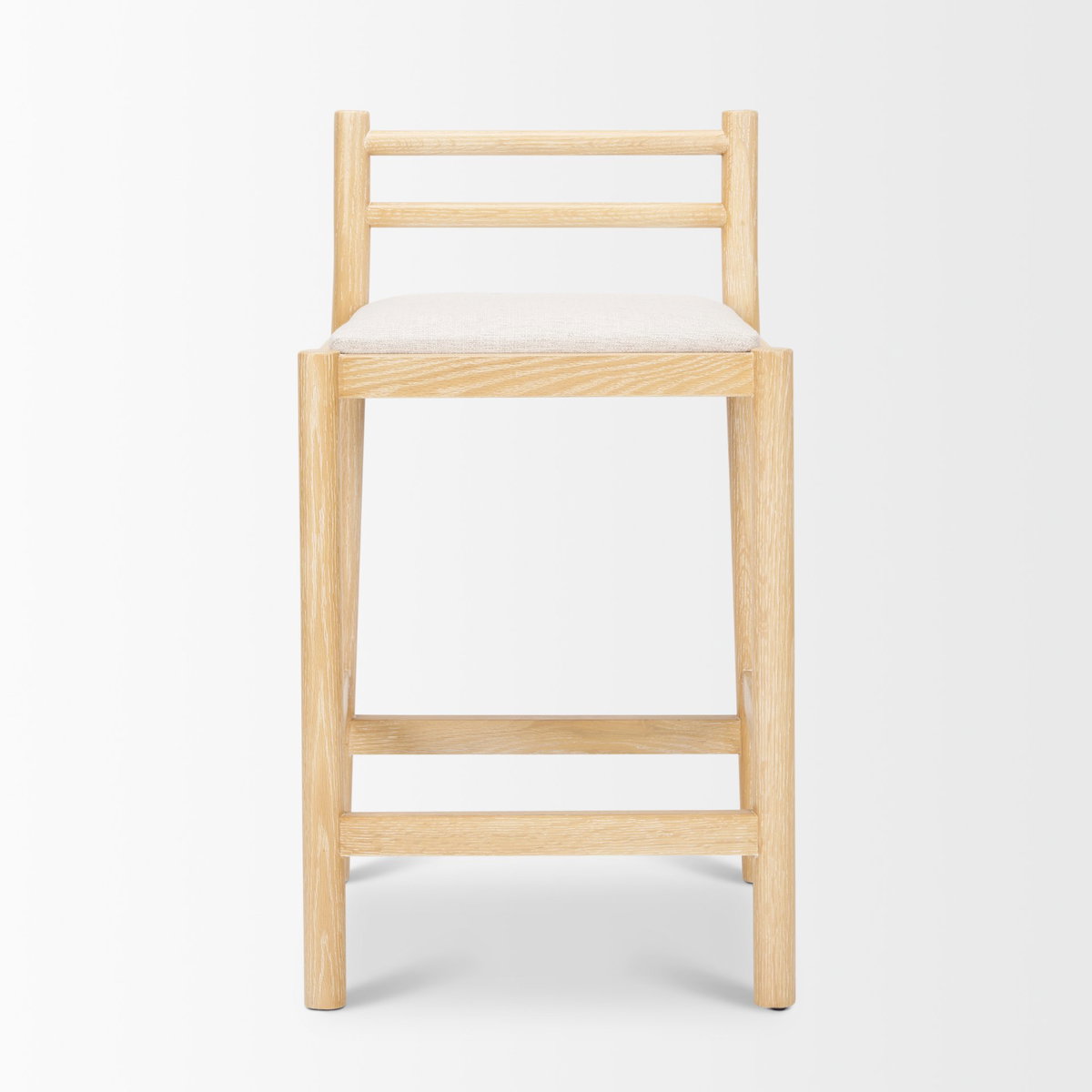 Sam Counter Stool with Light Brown Wood Frame and Beige Upholstered Seat, Counter & Bar Stool by Mercana, 19" length x 18.25" width x 33.75" height View 4