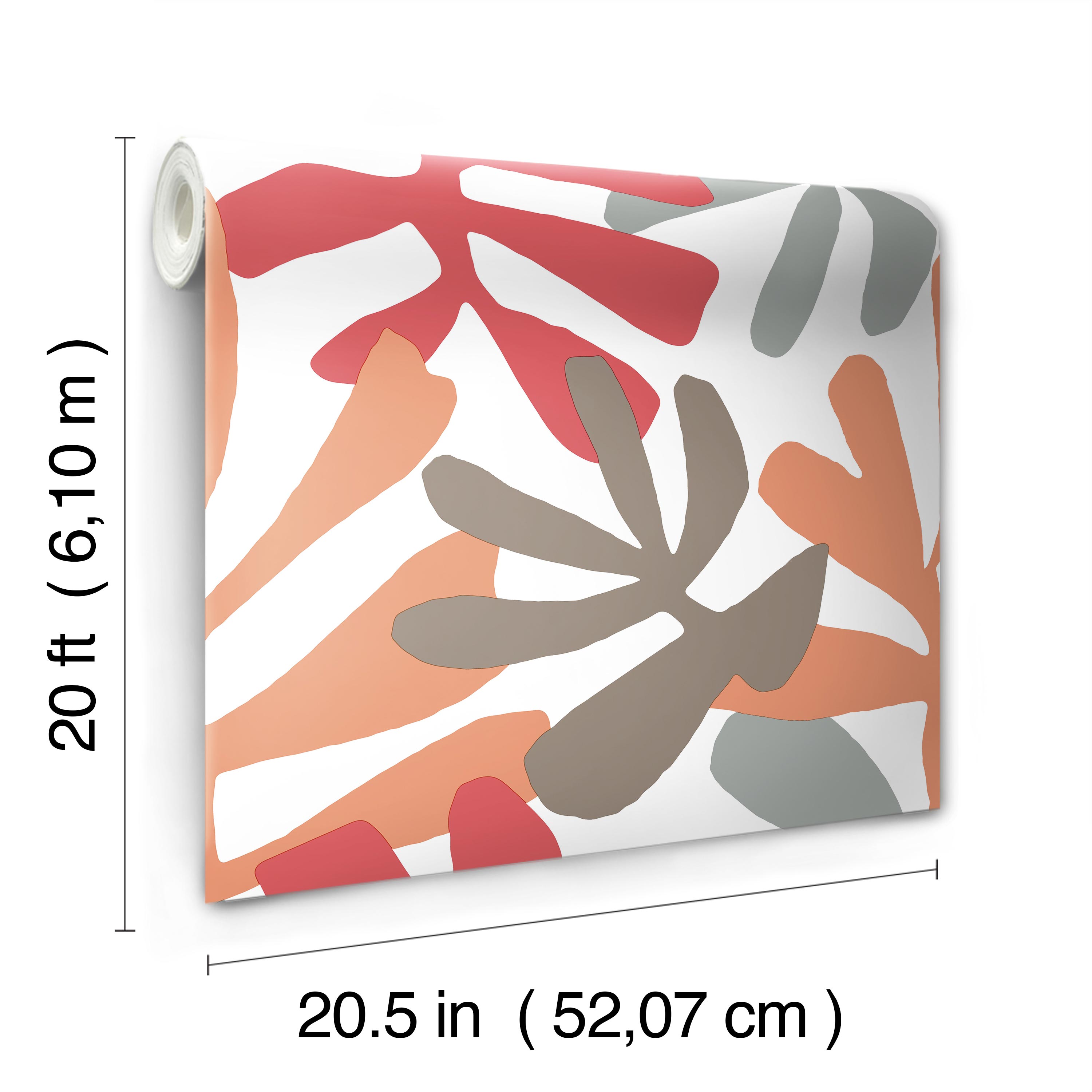 Kinetic Tropical Coral & Beige Peel & Stick Wallpaper large image 