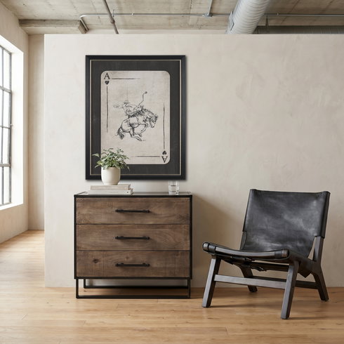 Elodie 24.4L x 33.9W x 30.7H Black Leather with Black Stain Beech Wood Frame Accent Chair