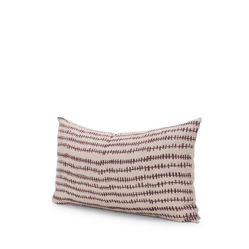 Jenna Beige with Merlot Print Linen Lumbar Decorative Pillow Cover