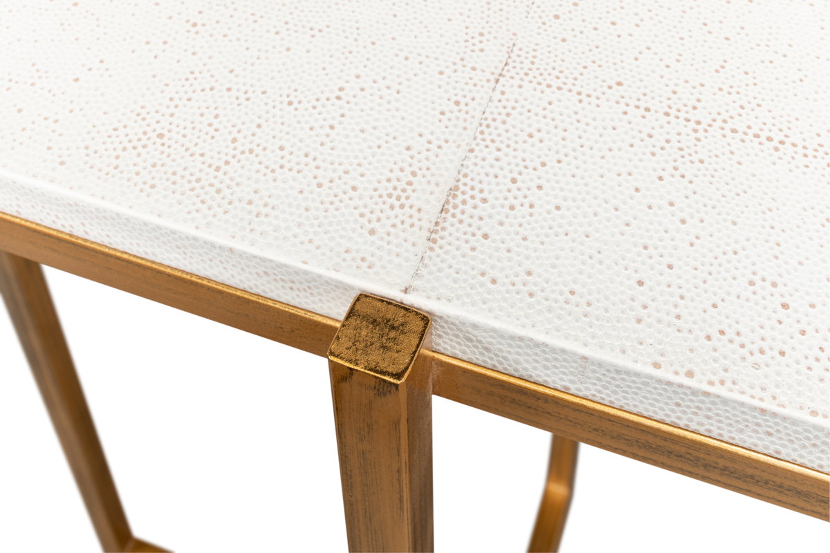 Shagreen Console Table  Osprey White, by Sarreid, 1'2" length x 5' width x 2'10" height View 12
