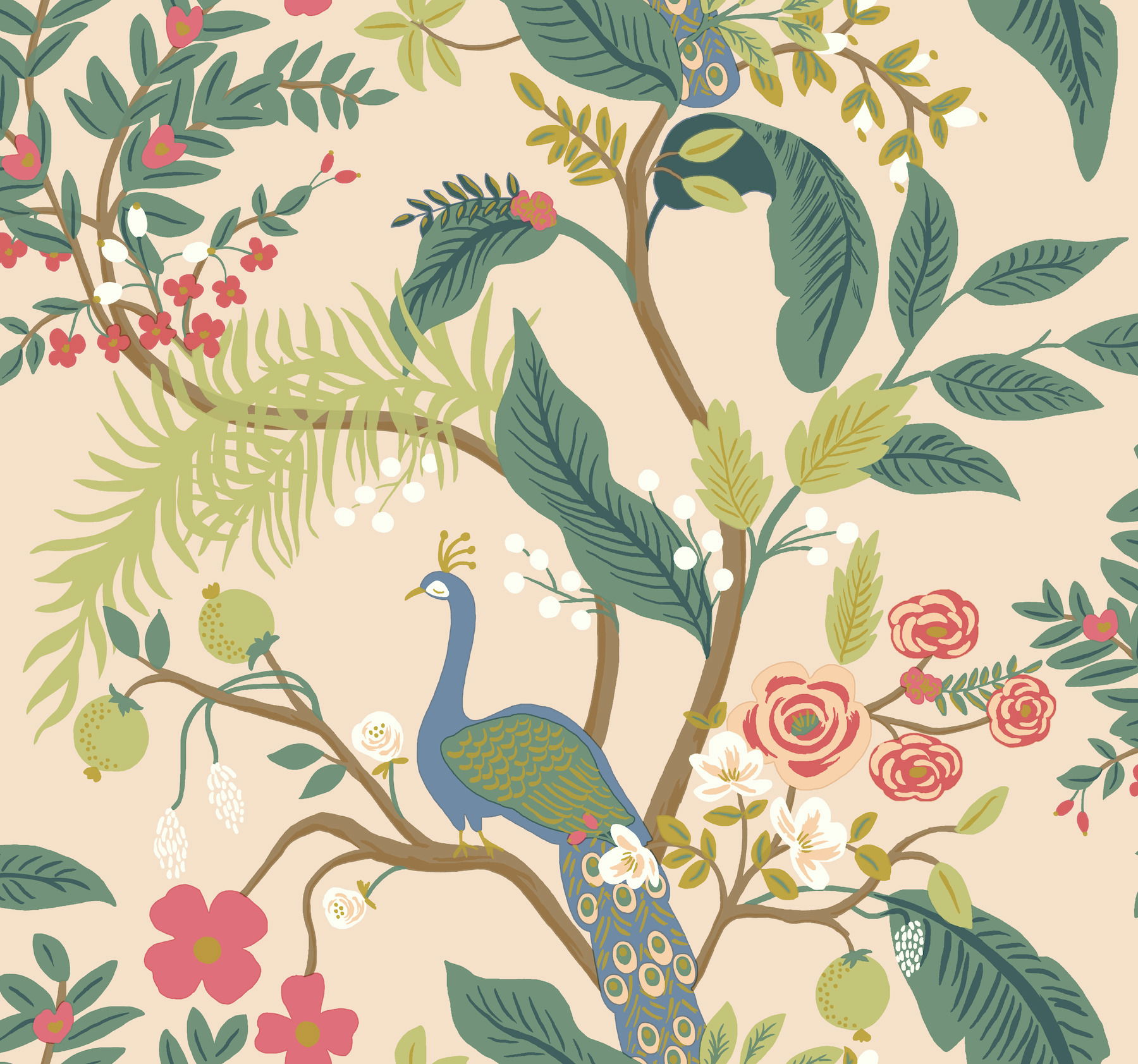 Peacock Light Pink Wallpaper large image 