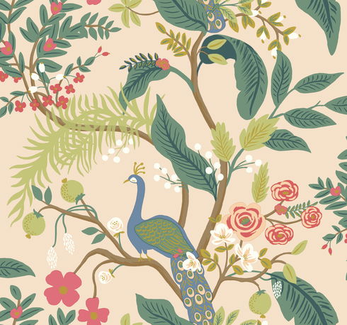 Peacock Light Pink Wallpaper