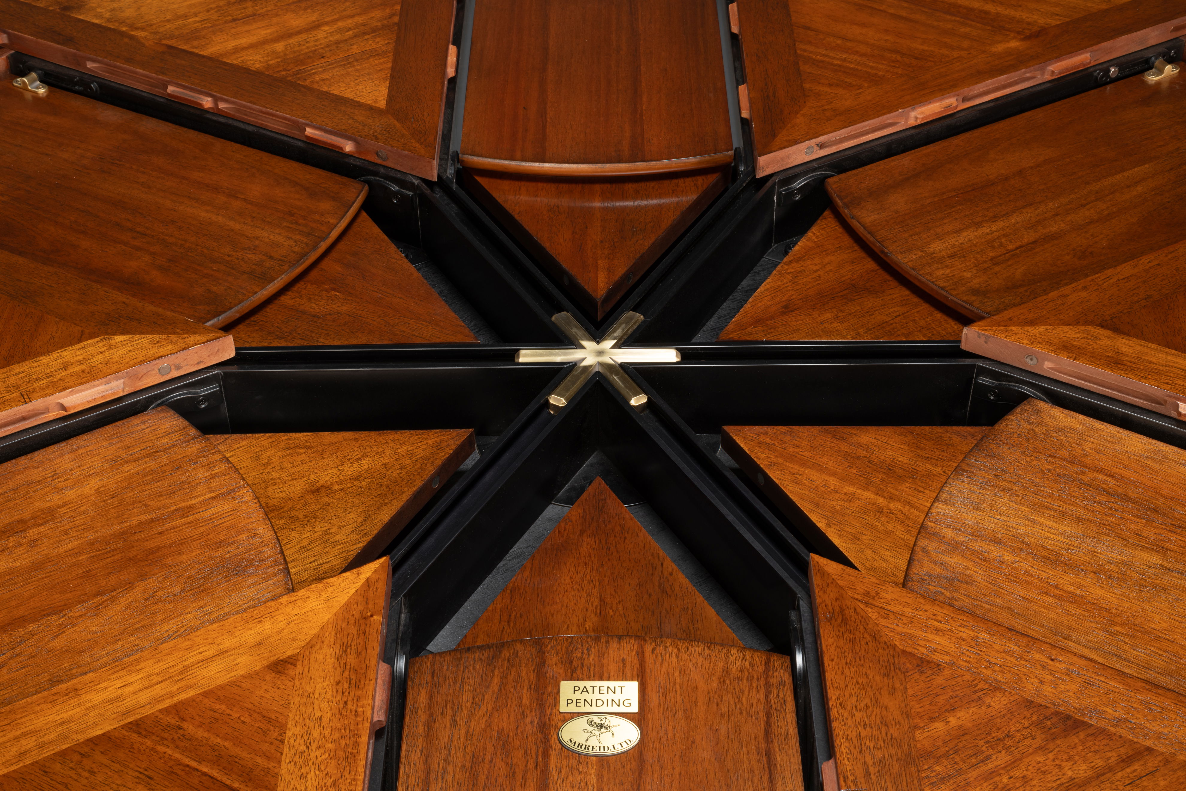 Walnut Jupe Dining Table, Ex-Large, by Sarreid, 80" length x 80" width x 30" height View 4