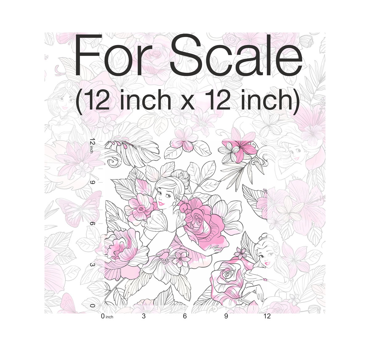 Disney Princess Royal Floral Magenta Wallpaper, by York Wall, 33' length x 1'8.5" width x 0.02" depth View 3