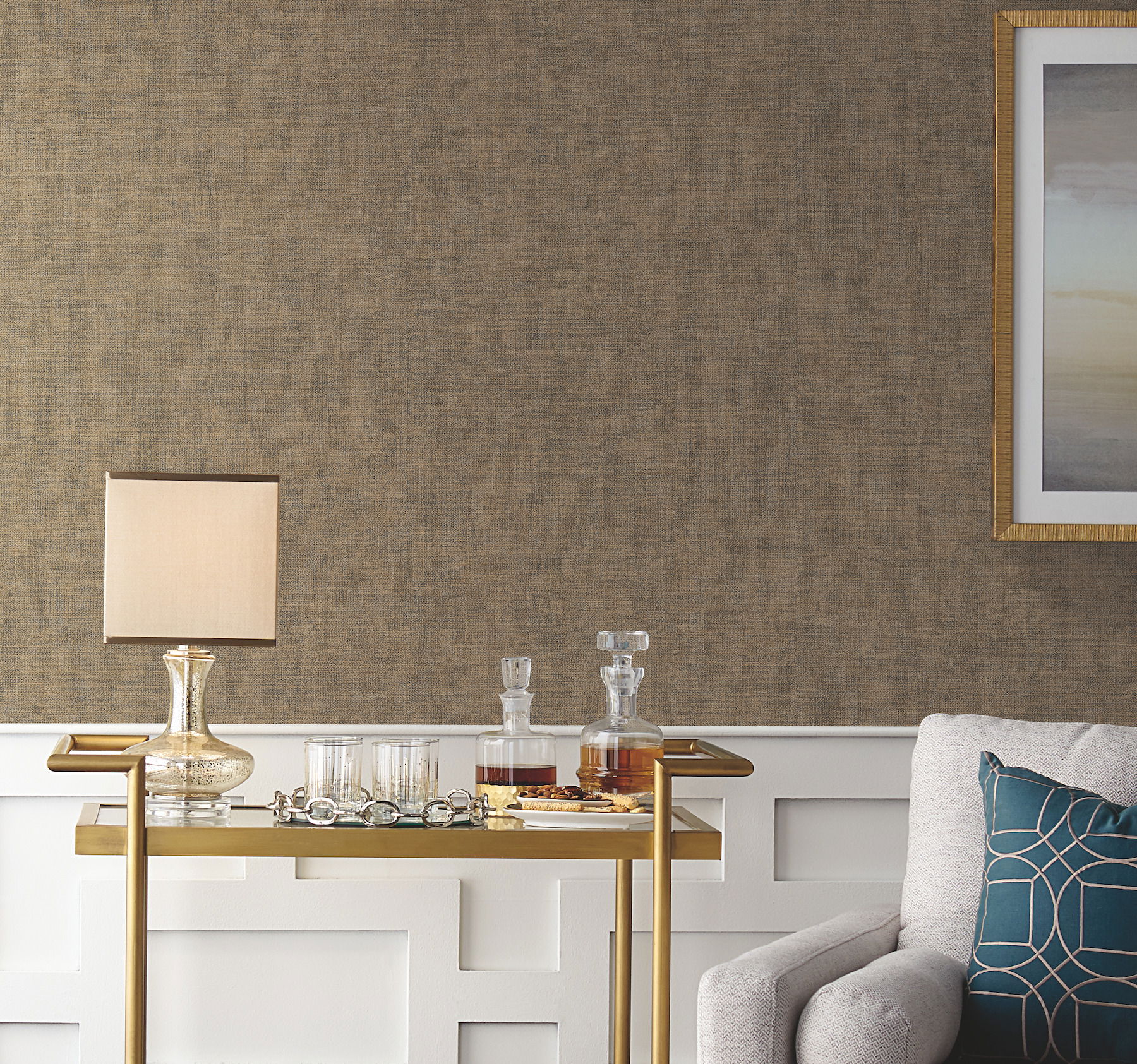 Tabby Weave Texture Brown Wallpaper, by York Wall, 33' length x 1'8.5" width x 0.02" depth View 2