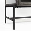 Arelius  36L x 18W Black-Brown Wood, Black Metal Base with 2 Glass Doors Accent Cabinet, Cabinets & Chest by Mercana, 36" length x 18" width x 32" height thumbnail 13