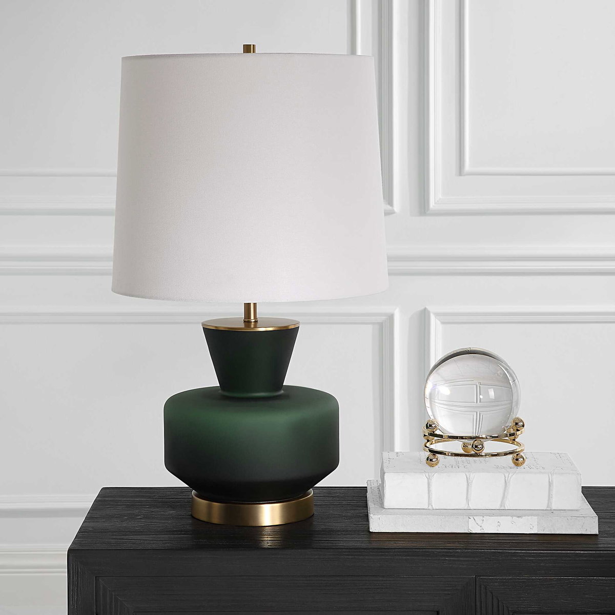 Trentino Dark Emerald Green Table Lamp, by Uttermost, 16" width x 28" height x 16" depth View 4