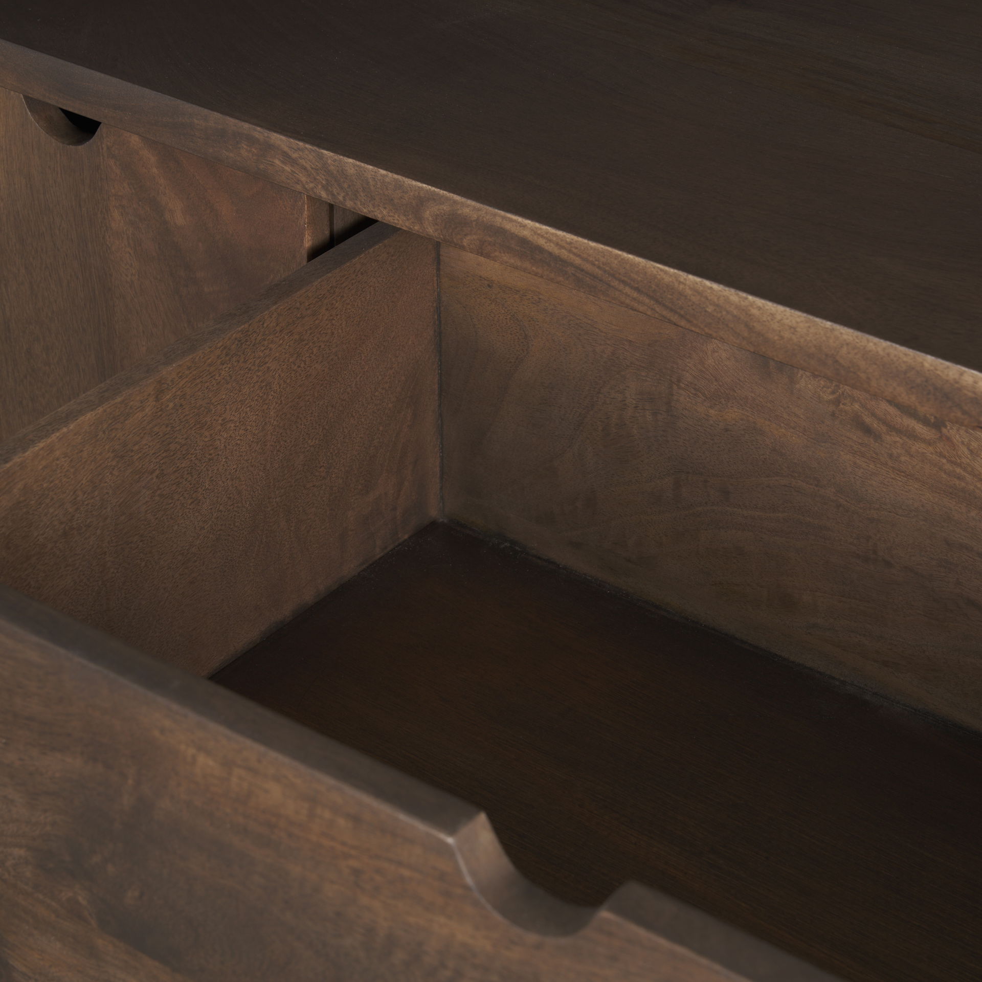 Wallen 2 Door Solid Dark Brown Wood with 3 Drawers Sideboard, Sideboards & Buffet by Mercana, 79" length x 21" width x 33" height View 10