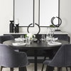 Liesl 54' Black Wood with Circular Top Dining Table, by Mercana, 54" length x 54" width x 30" height thumbnail 3